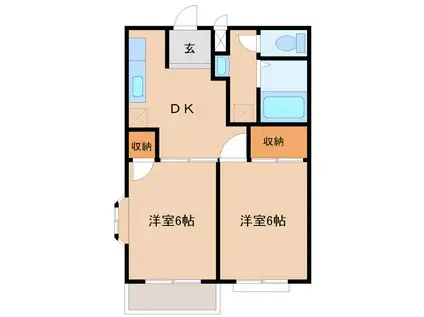 メグミズプレイズII(2DK/1階)の間取り写真