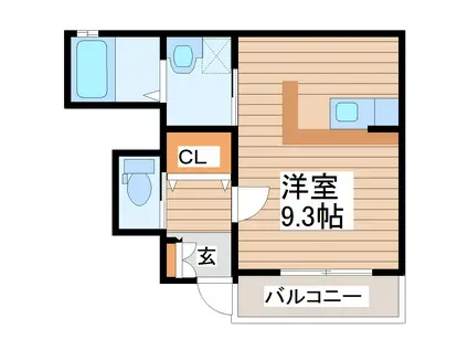 プロパティー長町A(1K/1階)の間取り写真