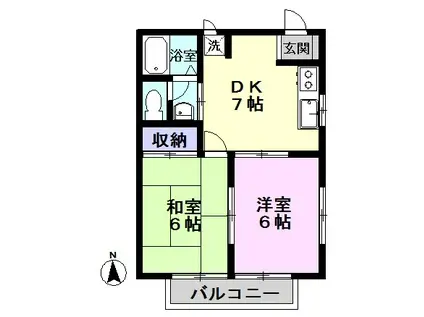 Sサクハイツ(2DK/1階)の間取り写真