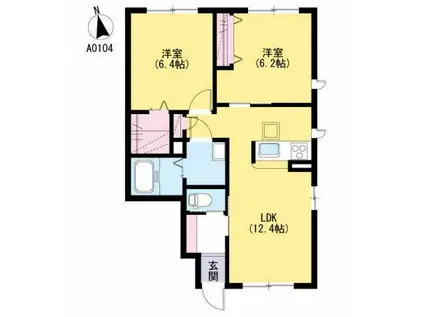 グリナージュ・フロール(2LDK/1階)の間取り写真