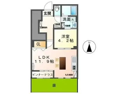 北久原アパート(1LDK/1階)の間取り写真