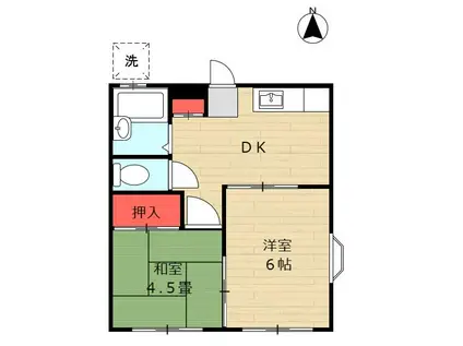 中村ハイツ(2K/1階)の間取り写真