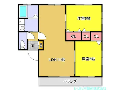 ファインコートII(2LDK/1階)の間取り写真