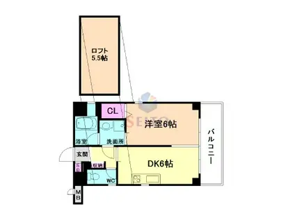 F-CUBE 1ST TOYONAKA STA.SIDE(1DK/5階)の間取り写真