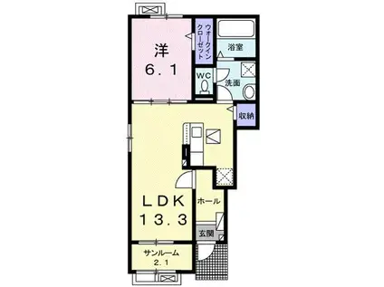 カインドハウスIV(1LDK/1階)の間取り写真