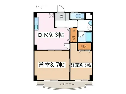 ユーイン井川城(2DK/3階)の間取り写真