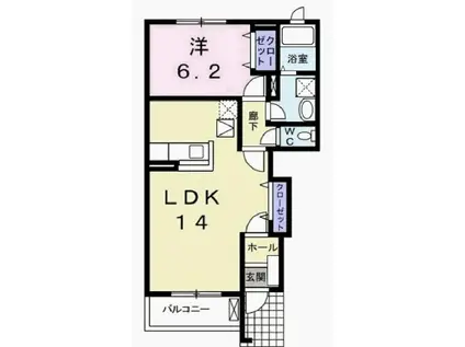 プリームスホルティー(1LDK/1階)の間取り写真