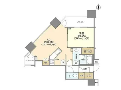 ミッドサザンレジデンス御殿山(1LDK/3階)の間取り写真