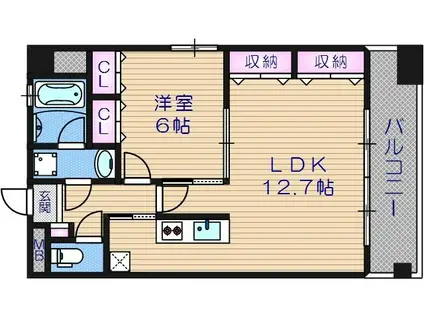 キャピトル安堂寺(1LDK/3階)の間取り写真