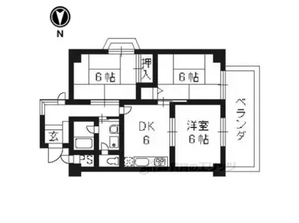 クレセント宇治(3DK/6階)の間取り写真