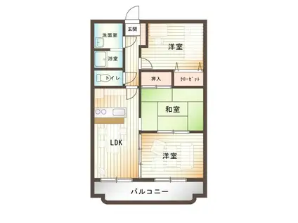 サンコート大島(3LDK/1階)の間取り写真