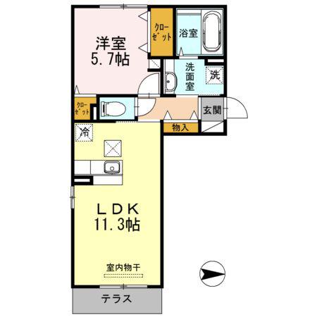 パティオ(1LDK/1階)の間取り写真