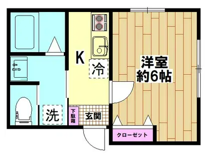 G.LIEN谷塚(1K/1階)の間取り写真