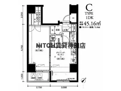 リヴシティ神田(1DK/9階)の間取り写真