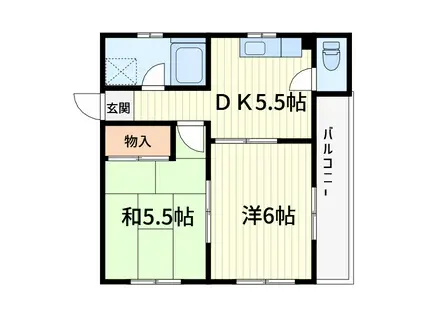 神宮ハイツ(2DK/2階)の間取り写真