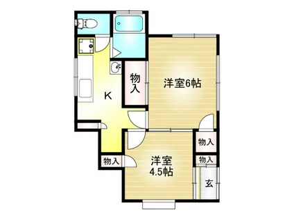 ハウスセリタC棟(2K/1階)の間取り写真