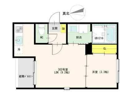 クラリス長町南(1LDK/3階)の間取り写真