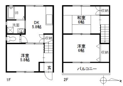 リバーヒルズ3・4(3DK/1階)の間取り写真