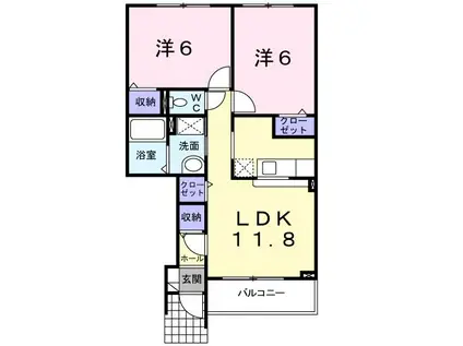 グレイスヴィラサンヨーH(2LDK/1階)の間取り写真