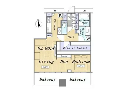 ナビューレ横浜レジデンスタワー(1K/35階)の間取り写真