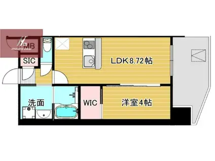 クローバー・グランデ今里(1LDK/9階)の間取り写真