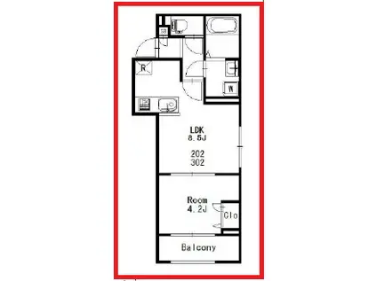 ラ ポーズ北千住(1LDK/3階)の間取り写真