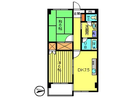 第3長庄M/S(2DK/1階)の間取り写真