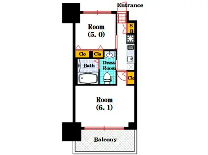 エステムプラザ心斎橋イースト IV ブランディア(2K/4階)の間取り写真