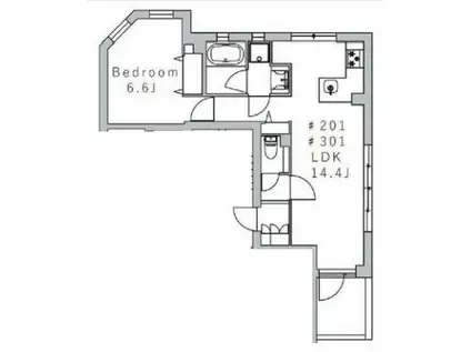 GRANDUO高円寺IV(1LDK/3階)の間取り写真