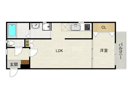 スクエアパーク(1LDK/2階)の間取り写真