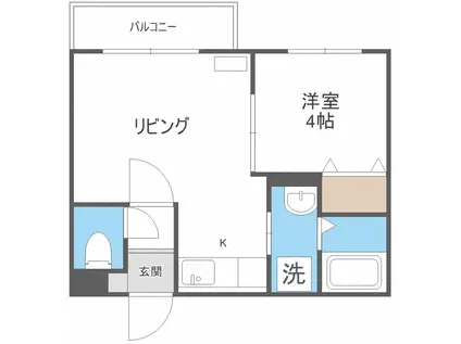 リリアーナ琴似 LILIANA(1DK/4階)の間取り写真