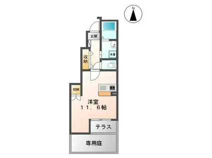 ブランシュI(ワンルーム/1階)の間取り写真