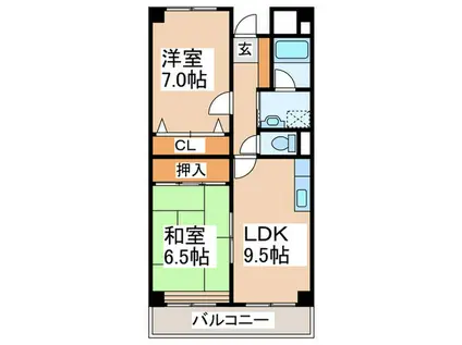 メゾンヴァンベ-ル(2LDK/6階)の間取り写真