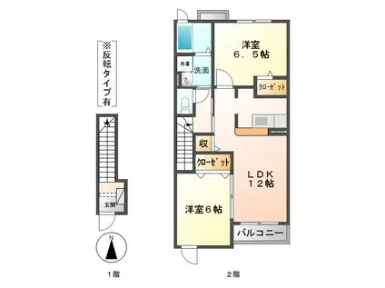 ブルックベルB(2LDK/2階)の間取り写真