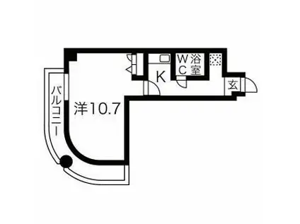 レジデンスフジ(1K/3階)の間取り写真