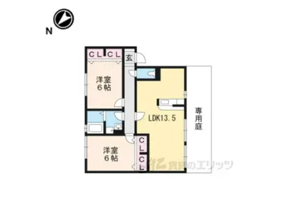 ドリームスクエア E棟(2LDK/1階)の間取り写真