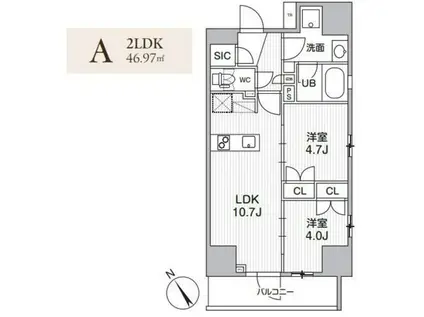 グランエール西日暮里ノース(2LDK/6階)の間取り写真