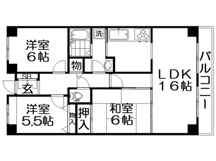 PHOENIX COURT交野I 北棟(3LDK/6階)の間取り写真