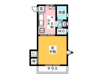 アーバンタミー(1DK/1階)の間取り写真