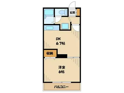 ダイヤガーデン(1DK/2階)の間取り写真