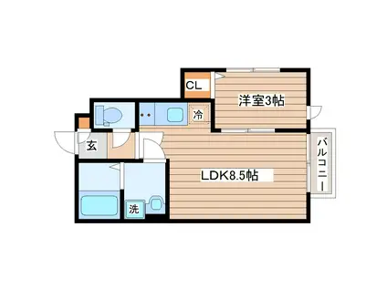 THE ROOM 南仙台駅A(1LDK/1階)の間取り写真