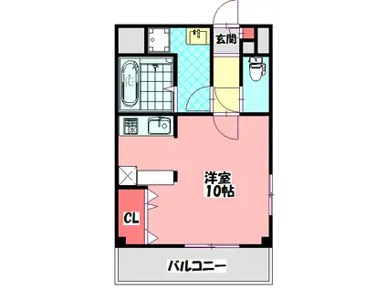 ヴィルフランシュ(1K/4階)の間取り写真