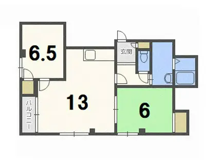 サザンパレス(2LDK/3階)の間取り写真