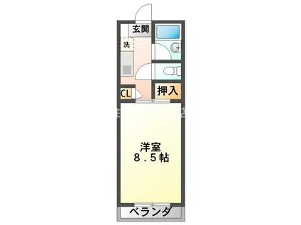 パレス ツインAB(1K/1階)の間取り写真