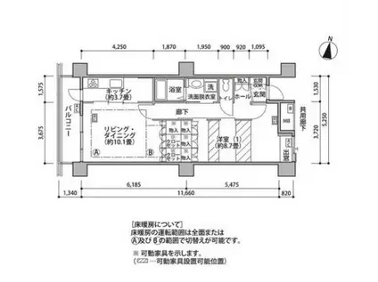 東雲キャナルコートCODAN18号棟(1LDK/8階)の間取り写真