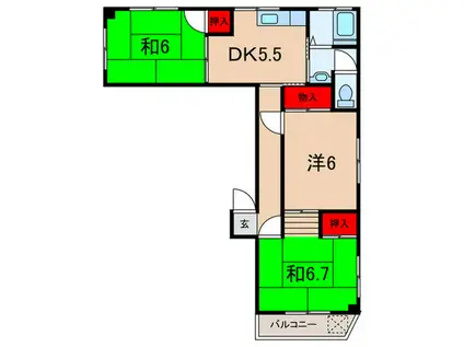 栗原マンション(3DK/3階)の間取り写真