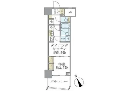 SOLEADO早稲田 ソレアード早稲田(1DK/8階)の間取り写真