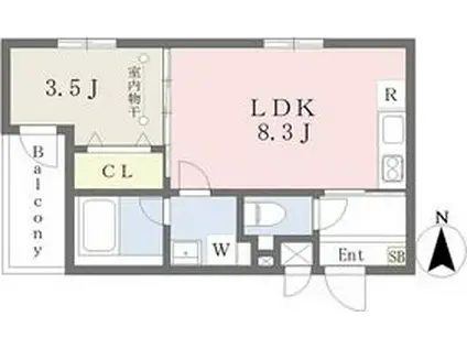 MOVE一宮ウエスト(1LDK/1階)の間取り写真