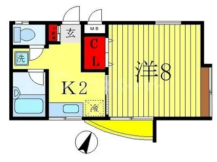ハウスベルエムI(1K/1階)の間取り写真