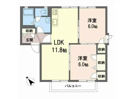 サンクレストコート(3DK/2階)の間取り写真